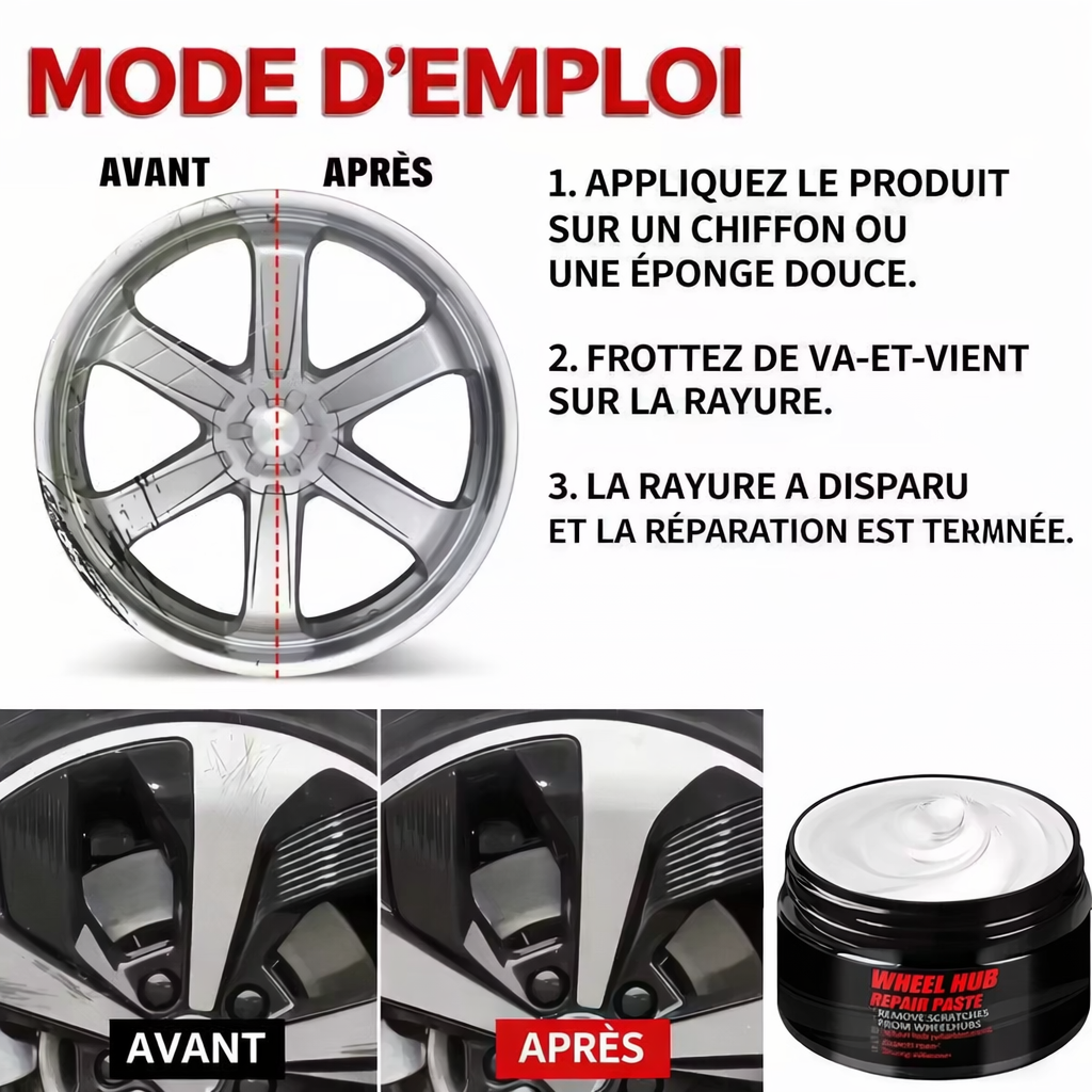 Pâte anti-rayures pour jantes Luneixo