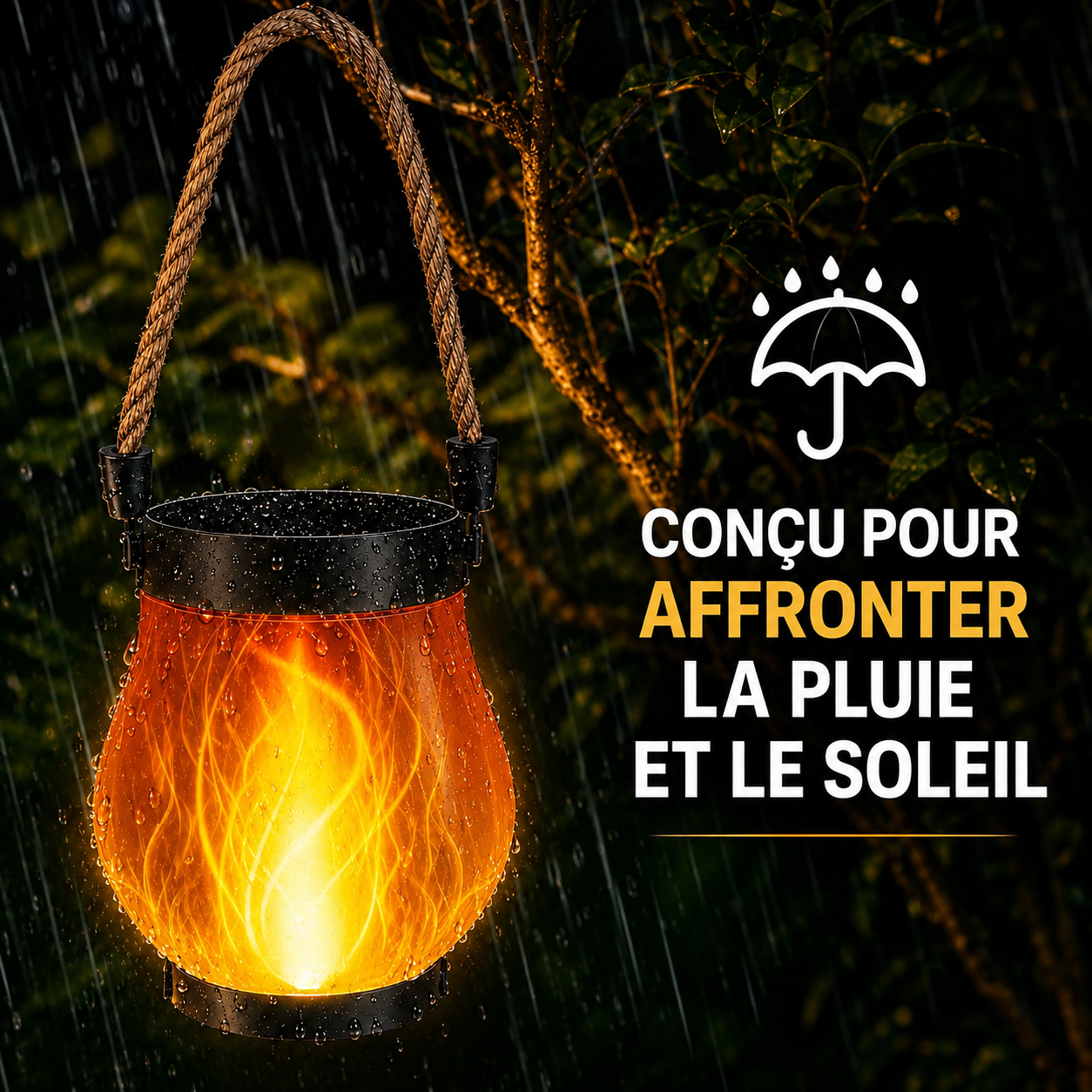 Lanterne Solaire LED à Effet Flamme - LUNEIXO