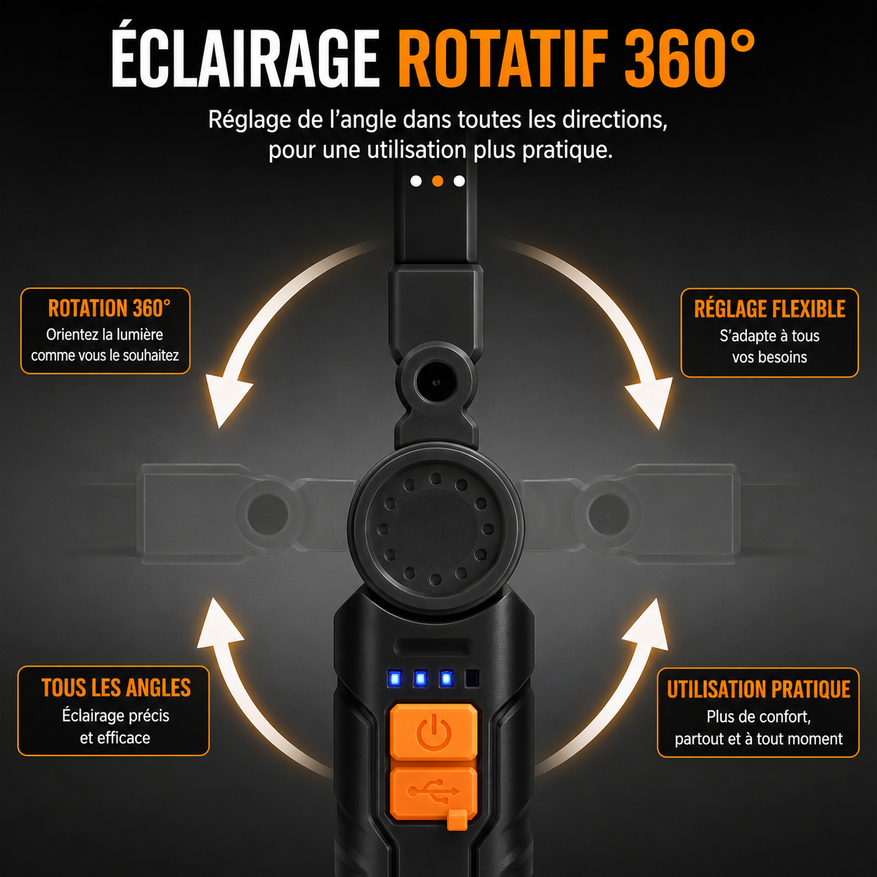 Lampe magnétique LED 360° - LUNEIXO